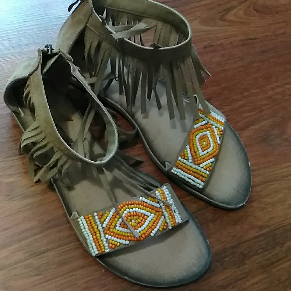 Fringe sandals size women's 7 (euro 37)